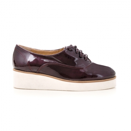 Balerini - Pantofi oxford, din piele lacuita mov