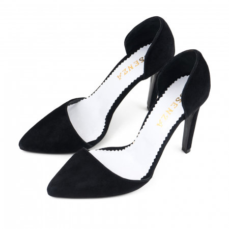 Pantofi Stileto decupati (interior/exterior ), din piele intoarsa neagra [2]