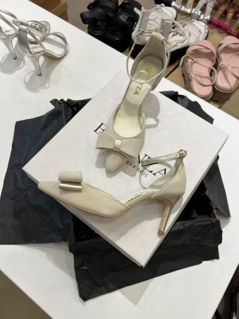 OUTLET PRIMAVARA-VARA - Pantofi stiletto cu funda dubla, din piele naturala bej si auriu pal