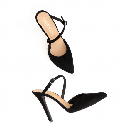 Pantofi stiletto decupati, cu bareta, din piele intoarsa neagra [4]