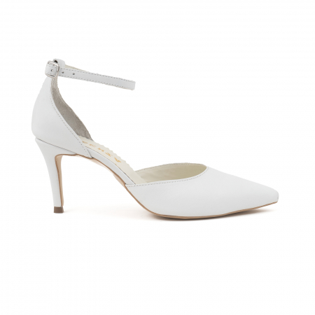 Pantofi - Pantofi stiletto decupati, din piele naturala alba