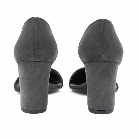 Pantofi stiletto decupati (interior/exterior),realizati din piele intoarsa gri [3]