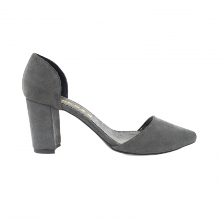 Pantofi - Pantofi stiletto decupati (interior/exterior),realizati din piele intoarsa gri