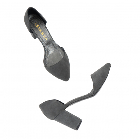 Pantofi stiletto decupati (interior/exterior),realizati din piele intoarsa gri [4]