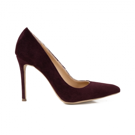 Pantofi - Pantofi Stiletto din piele intoarsa mov