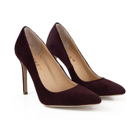 Pantofi Stiletto din piele intoarsa mov [2]