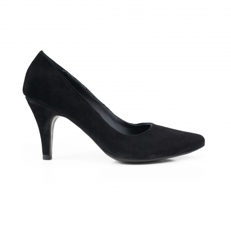 Stoc Livrare Rapida - Pantofi stiletto  din piele intoarsa neagra