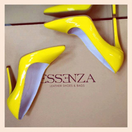 FEMEI - Pantofi Stiletto din piele lacuita galbena