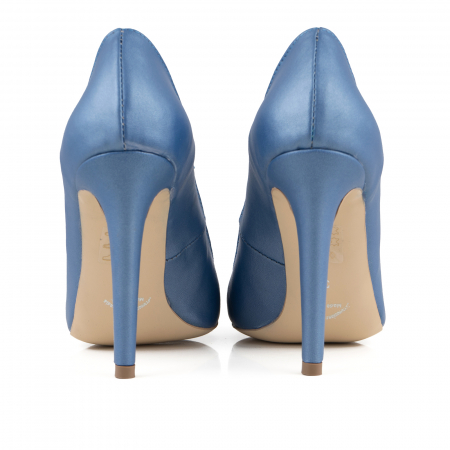 Pantofi Stiletto din piele naturala, albastru deschis sidef [3]