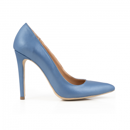 Pantofi Stiletto din piele naturala, albastru deschis sidef [0]