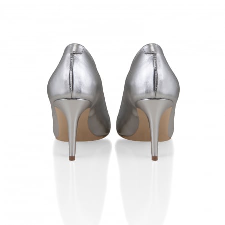 Pantofi stiletto din piele naturala argintie, cu toc de 7 cm imbracat in piele . [4]