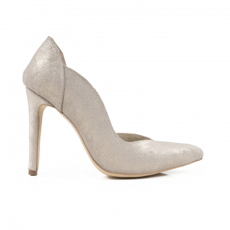 Pantofi - Pantofi stiletto din piele naturala auriu pal glitter