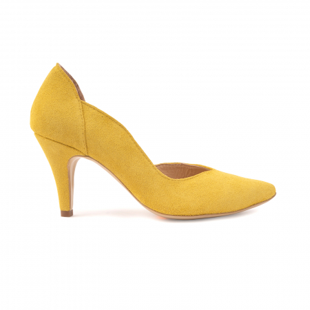 Pantofi - Pantofi stiletto din piele naturala galbena