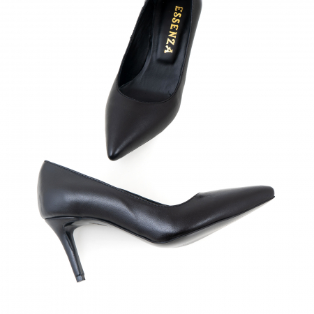 Pantofi stiletto din piele naturala neagra, cu toc de 7 cm [2]
