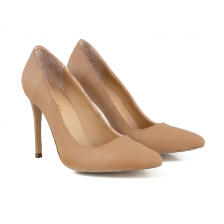 Pantofi Stiletto din piele naturala nude [1]