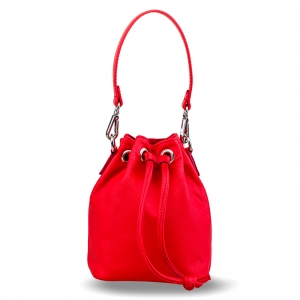 Posete - Poseta Kristy mini bucket  din piele naturala rosie
