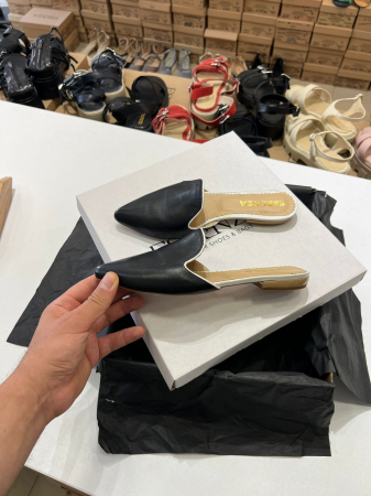 OUTLET PRIMAVARA-VARA - Saboti din piele naturala neagra cu paspol argintiu