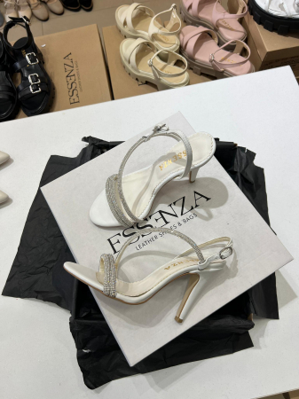 OUTLET PRIMAVARA-VARA - Sandale cu bareta ingusta Crystal, din piele naturala alba