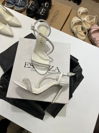 OUTLET PRIMAVARA-VARA - Sandale cu bareta ingusta Crystal, din piele naturala alba