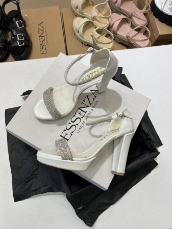 OUTLET PRIMAVARA-VARA - Sandale cu barete Crystal, din piele naturala alba