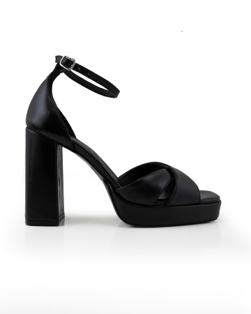FEMEI - Sandale cu barete in  X , din piele naturala neagra