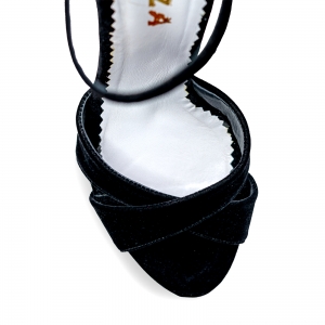 Sandale cu platforma, din catifea neagra [3]