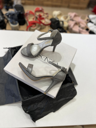 OUTLET PRIMAVARA-VARA - Sandale cu platforma, din piele gri glitter 