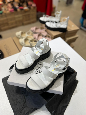 OUTLET PRIMAVARA-VARA - Sandale cu talpa groasa si barete late  , din piele naturala, alb box