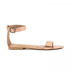 Sandale cu talpa joasa , din piele laminata auriu-roze [0]