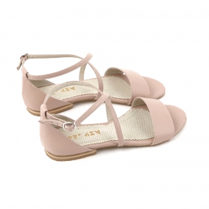 Sandale cu talpa joasa, din piele naturala nude roze [4]