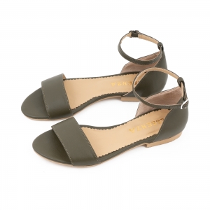 Sandale cu talpa joasa, din piele naturala verde khaki [1]