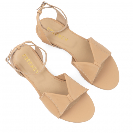 Sandale cu talpă joasă, din piele naturala beige [2]