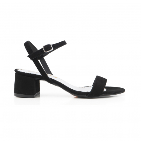 FEMEI - Sandale cu toc patrat, din piele intoarsa neagra