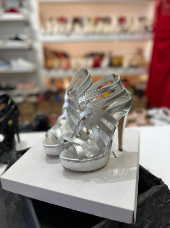 OUTLET PRIMAVARA-VARA - Sandale din piele argintie