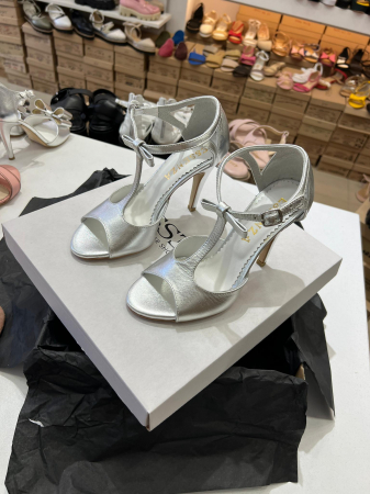 OUTLET PRIMAVARA-VARA - Sandale din piele argintiu platina