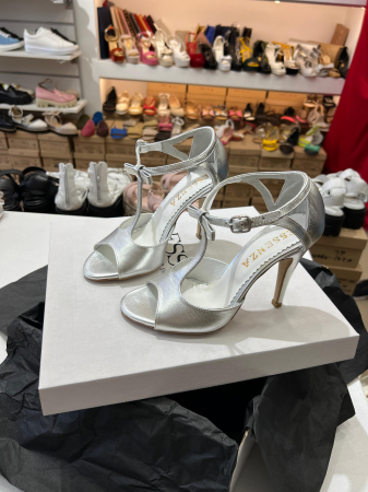 OUTLET PRIMAVARA-VARA - Sandale din piele argintiu platina
