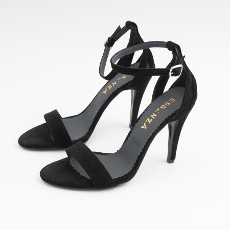 Sandale din piele intoarsa neagra, cu toc stiletto [1]
