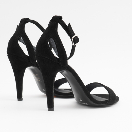 Sandale din piele intoarsa neagra, cu toc stiletto [3]