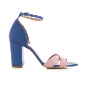Sandale din piele naturala albastra si roz [0]