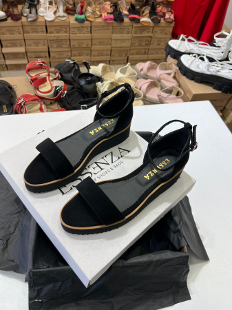 OUTLET PRIMAVARA-VARA - Sandale din piele naturala intoarsa neagra 