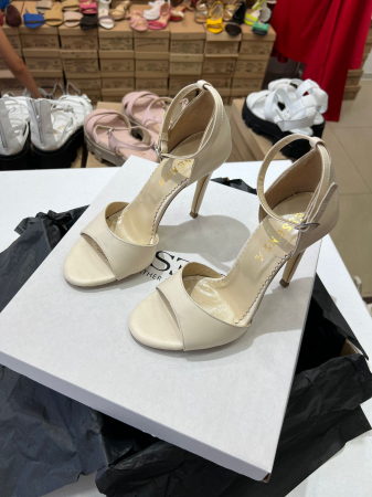 Sandale din piele naturala ivory, cu toc inalt [2]