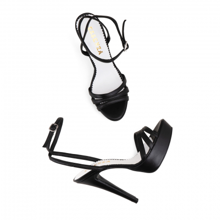 Sandale din piele naturala neagra, cu toc de 14cm si platforma de 3cm - Copie [2]