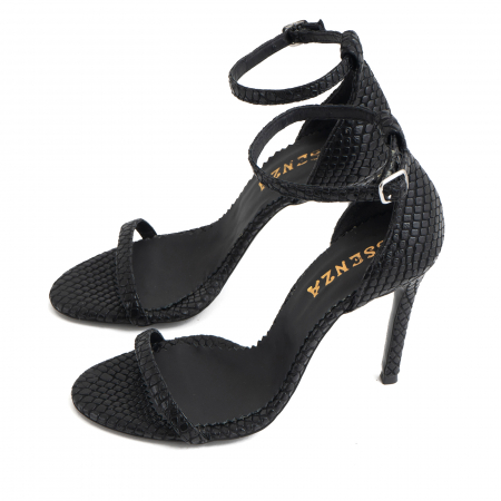 Sandale elegante, din piele neagra texturata [1]