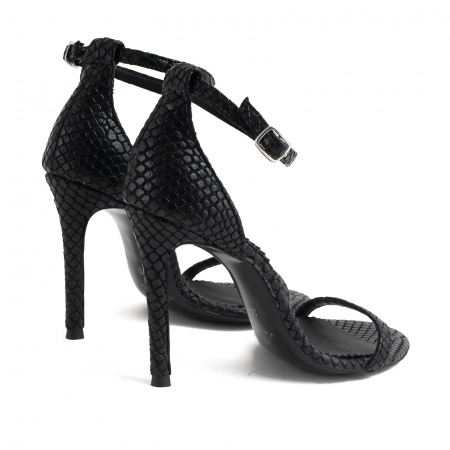 Sandale elegante, din piele neagra texturata [2]