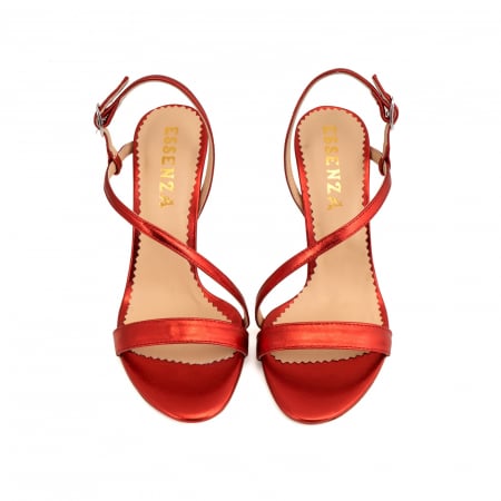 Sandale elegante din piele laminata rosie, cu toc stiletto. [4]