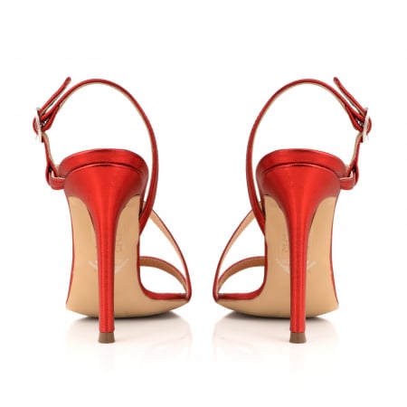 Sandale elegante din piele laminata rosie, cu toc stiletto. [5]