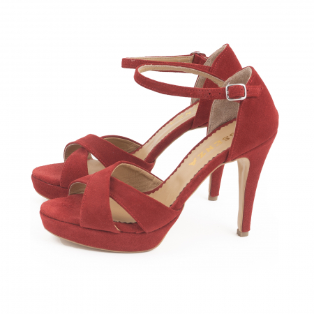 Sandale  cu platforma, din piele intoarsa rosie [1]