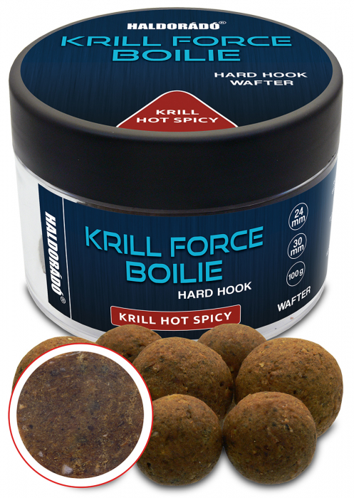 Haldorado Krill Force Boilie Hard Hook Wafter 24, 30mm- Krill Hot Spicy 100g [1]