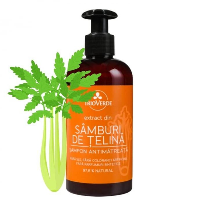 Șampon antimătreață cu extract de Sâmburi de Țelină | Trio Verde, 250ml [2]