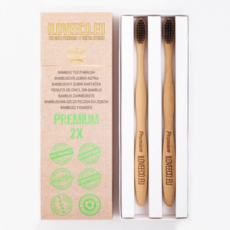 Periuță de dinți din bambus, Premium, pachet dublu, I Love Eco [0]